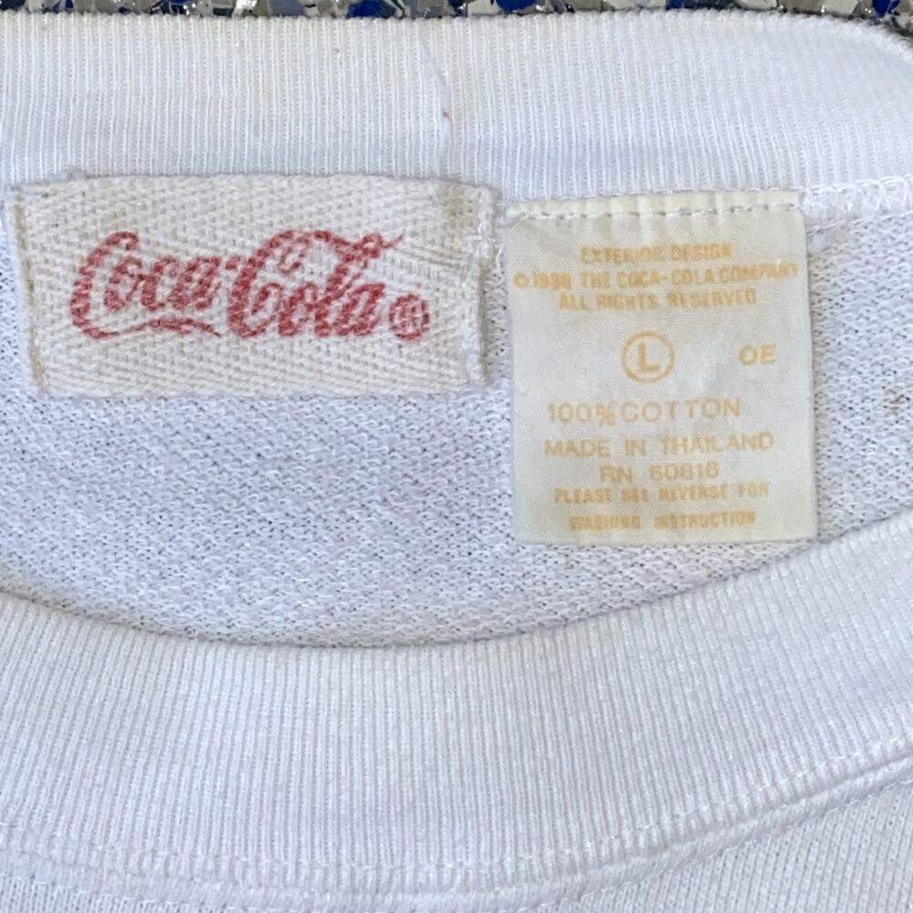 RARE VTG Coca-Cola White Crew Neck Shirt Pullover Surf Team Yacht Club Sz Large - Picture 3 of 11